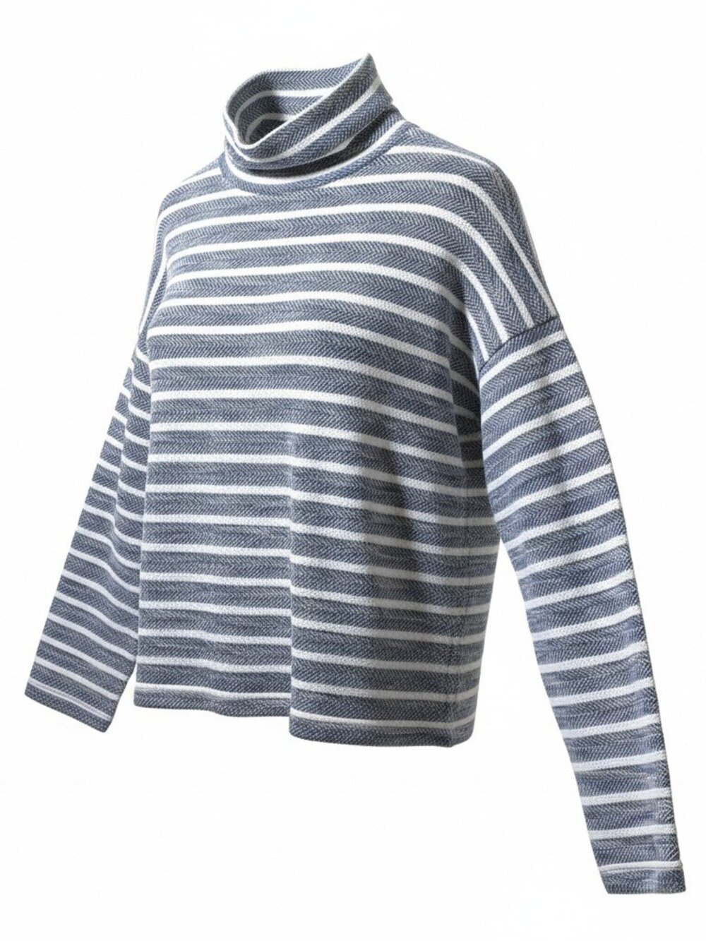 J Crew Striped Turtleneck Sweater Womens Large Navy White Knit Pullover